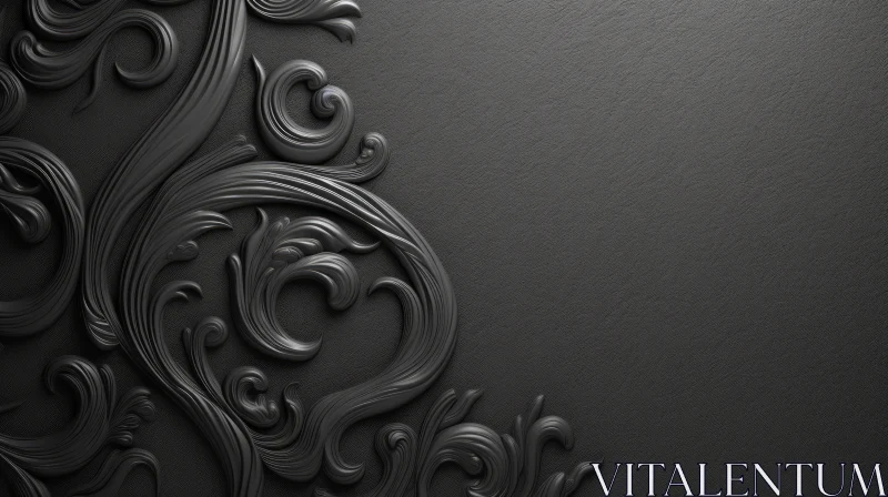 AI ART Elegant Black Floral Pattern Background - 3D Illustration
