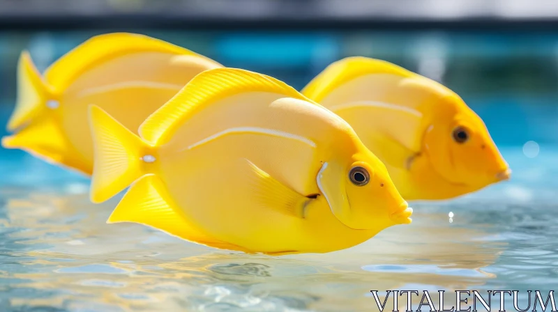 AI ART Yellow Tang Fish Swimming in Clear Blue Ocean