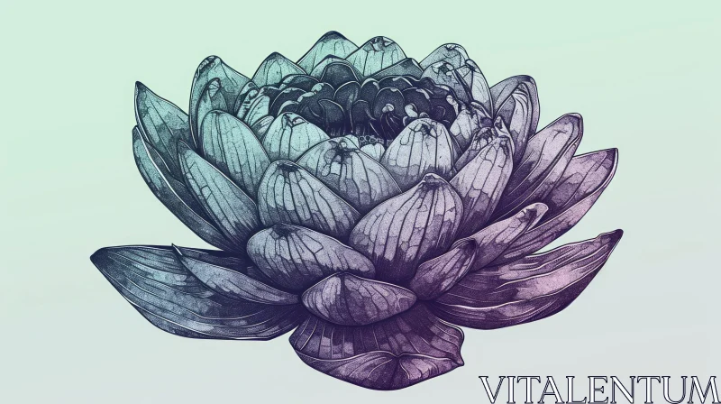 Detailed Lotus Flower Drawing AI Image