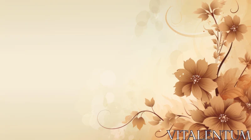 Brown Floral Vector Illustration AI Image