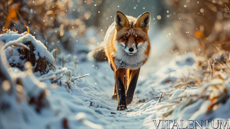 AI ART Majestic Red Fox in Snowy Wilderness