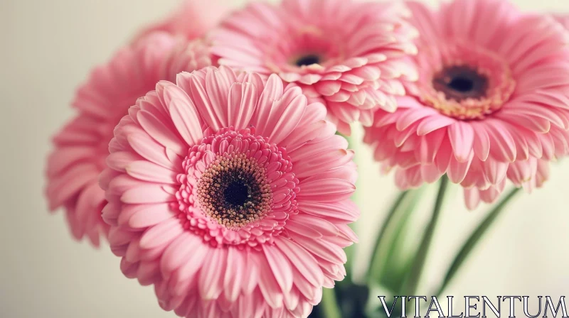 AI ART Pink Gerbera Daisies Close-Up Bouquet