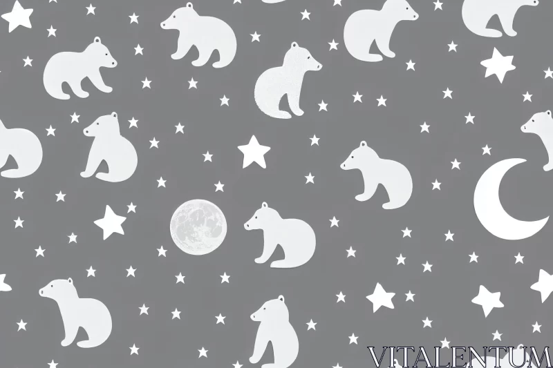 Whimsical Polar Bears and Stars Pattern | Nature-inspired Wallpaper AI Image