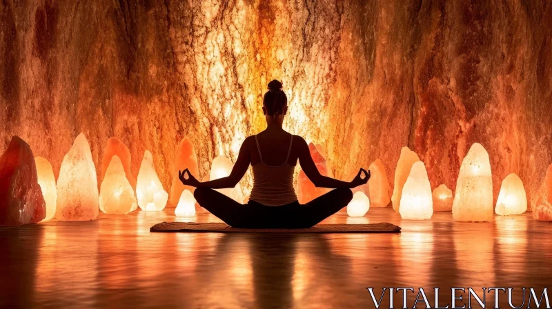 AI ART Yoga in Salt Cave: Peaceful Meditation