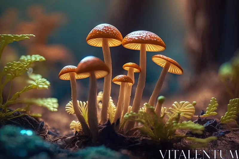 AI ART Captivating Mushroom Photography: Glowing Forest Miniatures