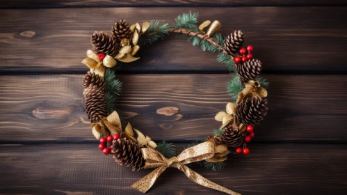 Festive Christmas Wreath with Pine Cones and Berries