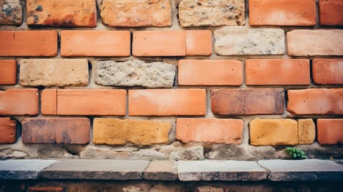 Rustic Brick Wall with Red and Yellow Bricks