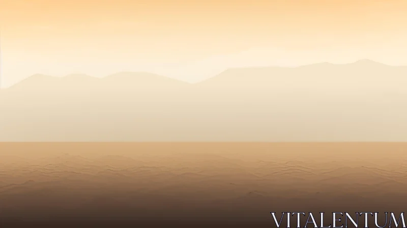 Barren Desert Landscape with Mountain Range - Sand Dunes Scene AI Image