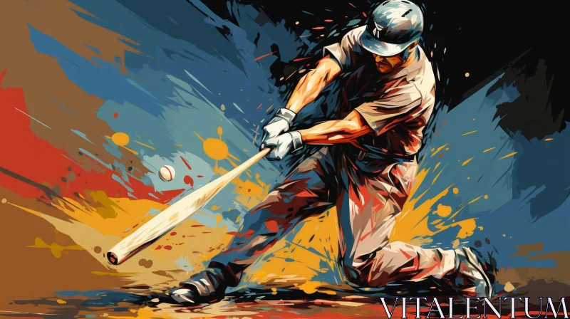 Exciting Baseball Batter in Action AI Image