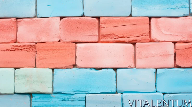 Pastel Brick Wall Texture Close-Up AI Image