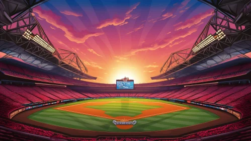 Baseball Stadium Sunset Excitement
