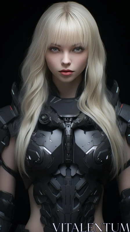 Serious Woman in Technological Bodysuit Portrait AI Image