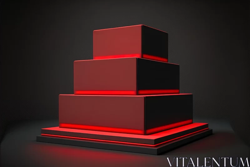 AI ART Captivating 3D Design: Red Light Creates Vibrant Composition