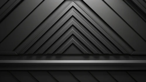 Dark Futuristic Interior with Geometric Metal Panels