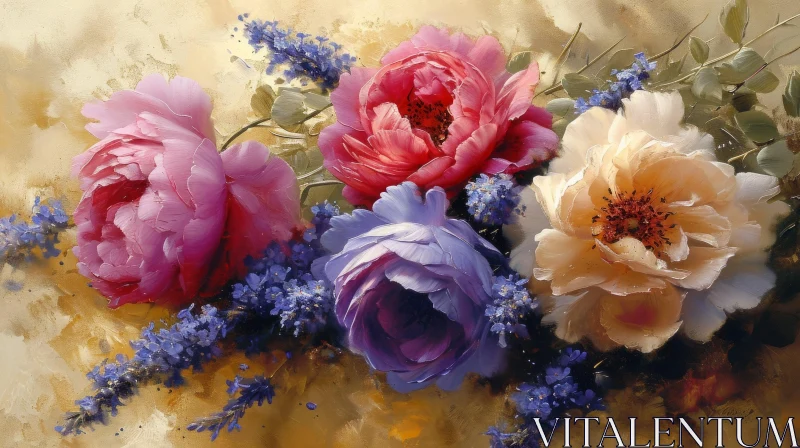 Romantic Bouquet of Flowers Painting AI Image