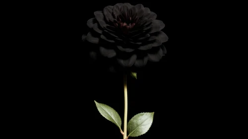 Black Dahlia Flower in Full Bloom - 3D Rendering