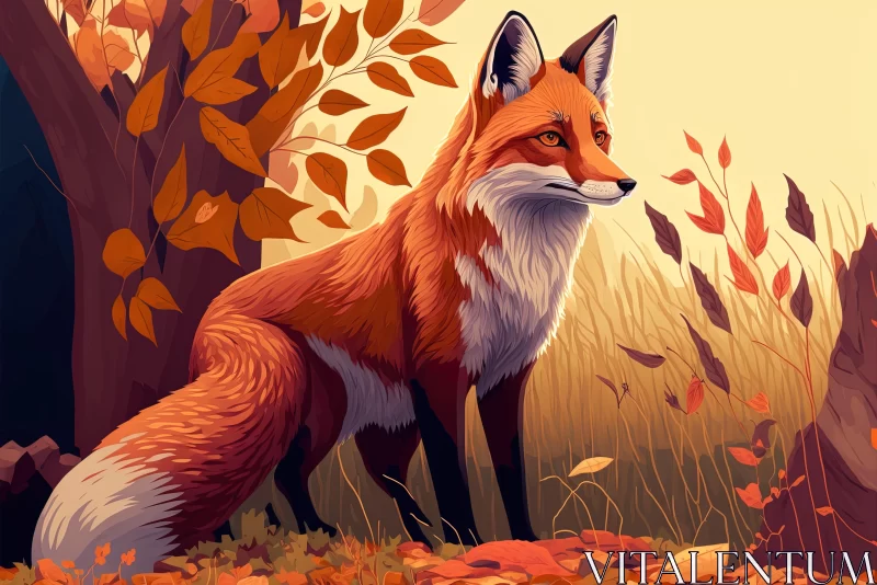 Captivating Painting: Red Fox in Autumn | Hyper-Detailed Artwork AI Image