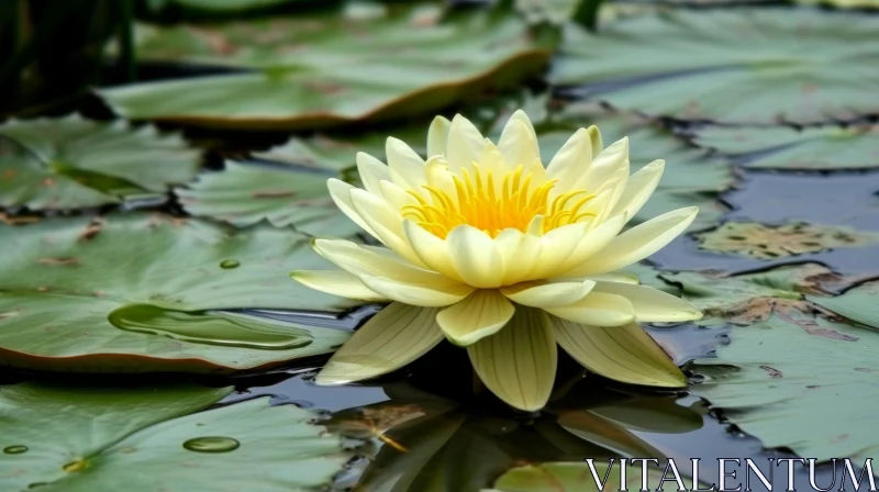 Tranquil Water Lily Bloom in Pond AI Image