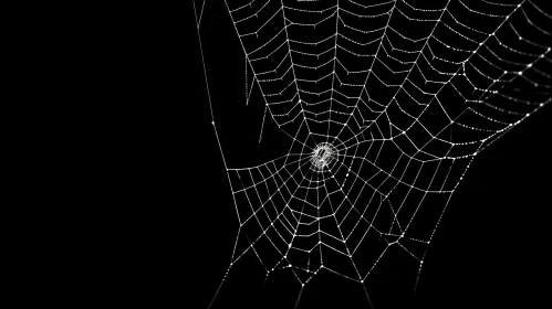 White Spider Web on Black Background