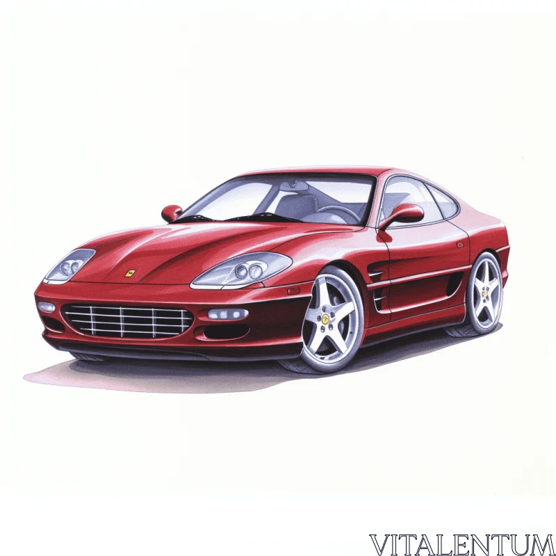 Captivating Red Sports Car Artwork | Brushwork Style AI Image