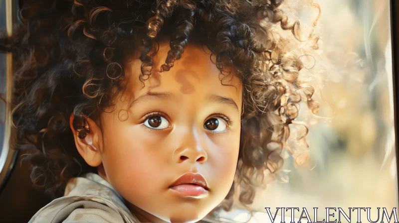 AI ART Close-Up Portrait of a Little Girl in Car Seat