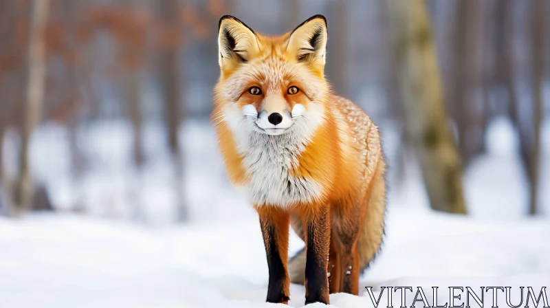 AI ART Graceful Red Fox in Snow - Wildlife Photography