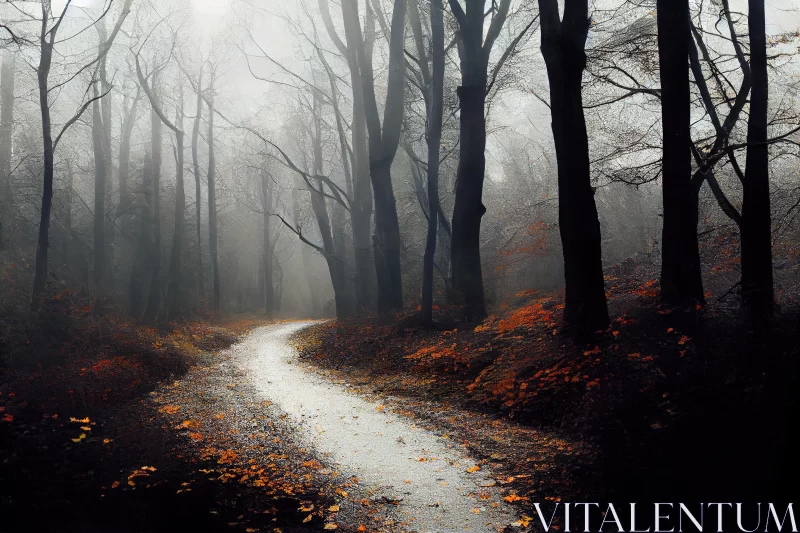 Enchanting Path Through a Foggy Forest - Captivating Landscape Art AI Image