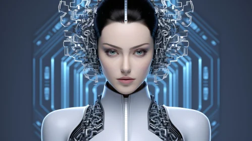 Futuristic Cyborg Woman - Enigmatic Portrait