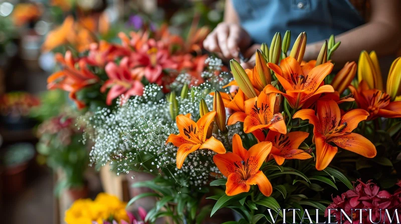 Orange Lilies Bouquet Close-up AI Image