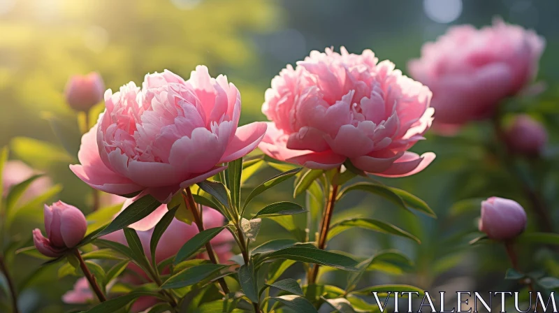 Pink Peonies in Full Bloom: A Delicate Beauty AI Image