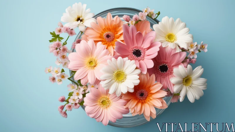 Blooming Gerbera Daisies in Glass Vase - Spring Bouquet AI Image