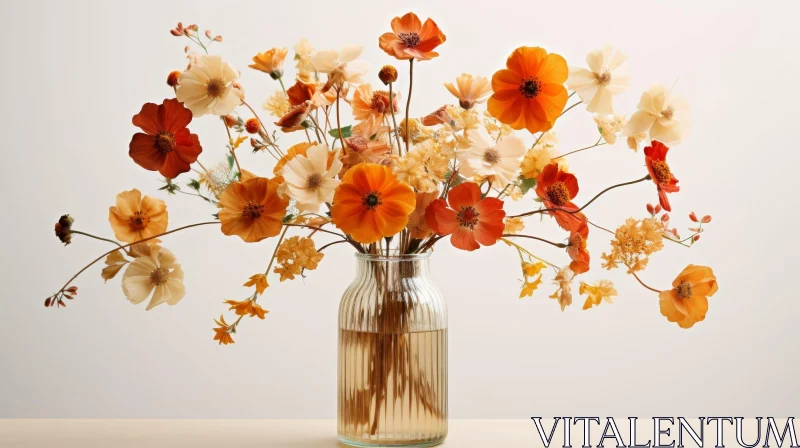 Colorful Flowers in Glass Vase - Natural Beauty Captured AI Image