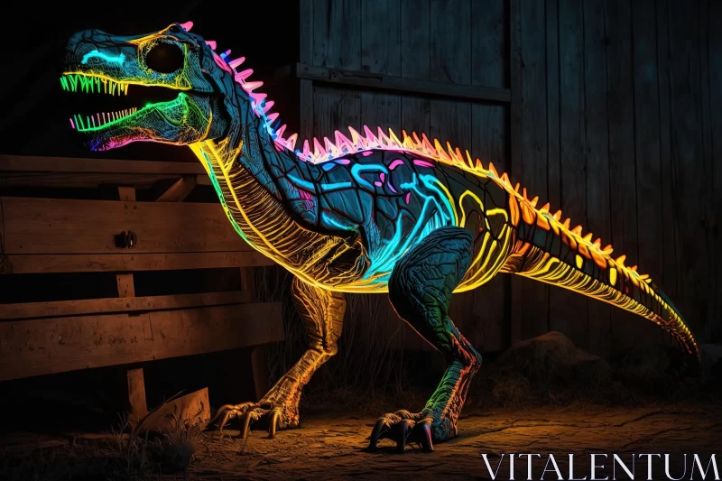 LED Light Up Dinosaur: A Mesmerizing Display of Coloristic Intensity AI Image