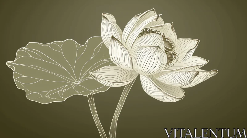 Detailed Lotus Flower Illustration AI Image