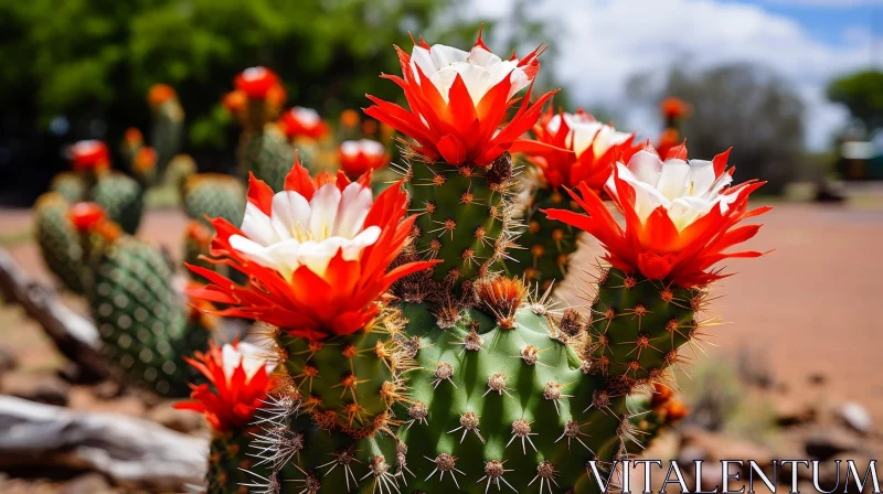 Exquisite Flowering Cactus Close-Up AI Image