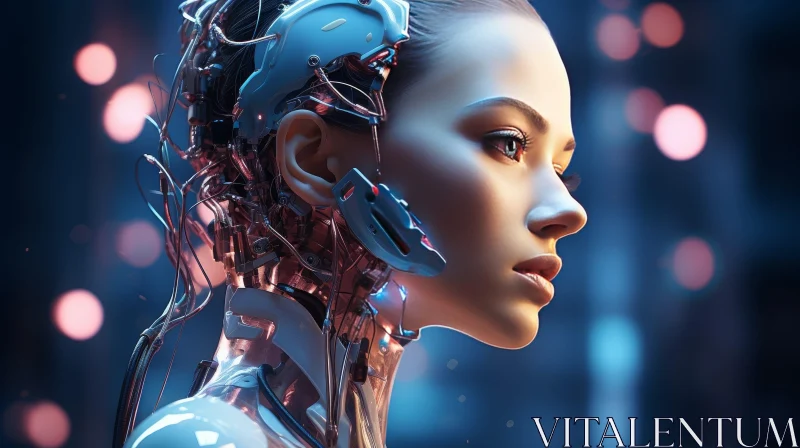 Futuristic Young Woman with Technological Gadgets Portrait AI Image