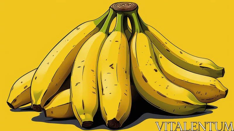 Ripe Yellow Bananas on Yellow Background AI Image