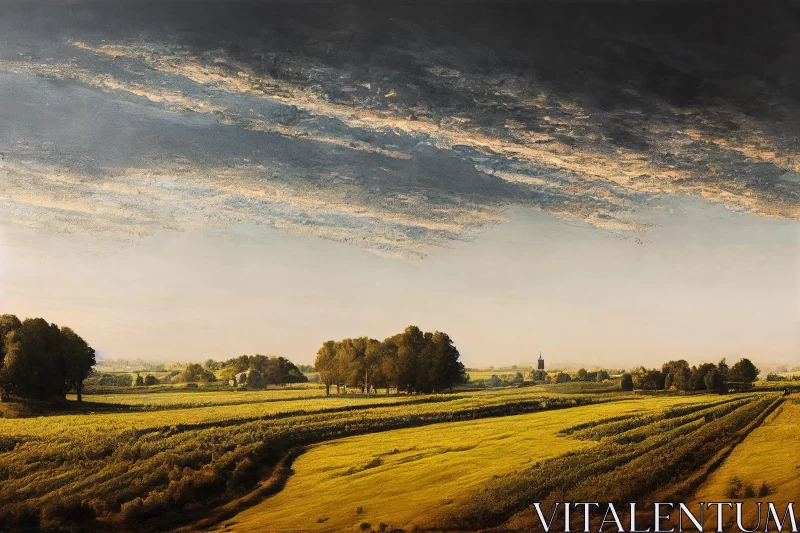 Serene Field Painting: Captivating British Landscapes AI Image