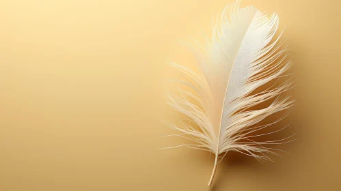 White Feather on Beige Background