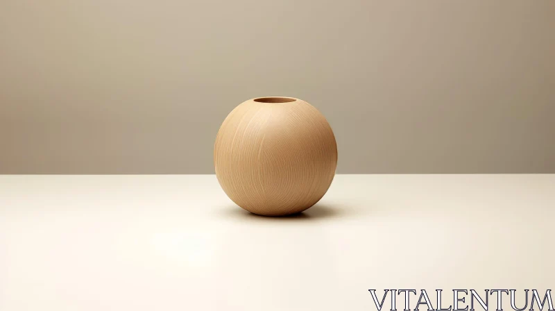 Wooden Vase on Light Beige Table AI Image