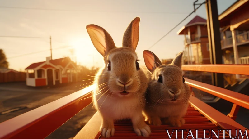 Adorable Rabbits at Sunset AI Image
