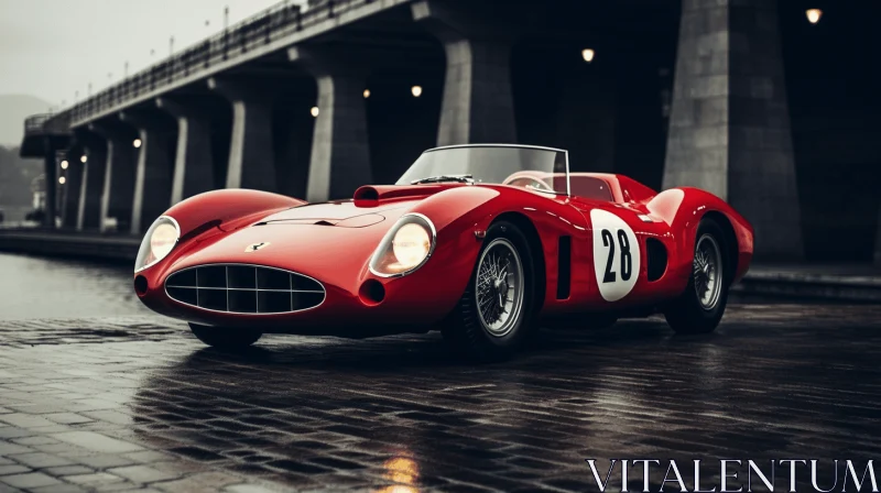 Captivating Red Racing Car: Iconic Design and Bold Structural Elements AI Image