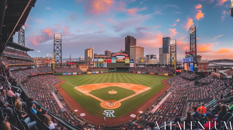 Exciting Baseball Game at Downtown Stadium AI Image