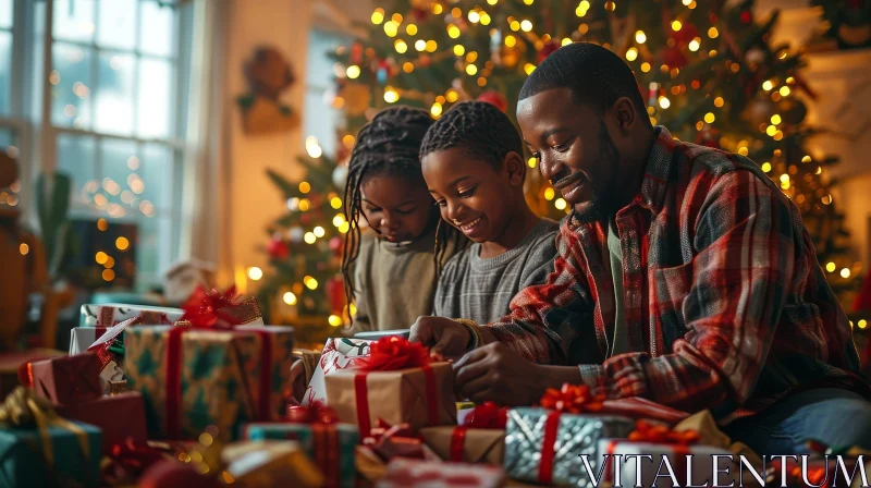 AI ART Festive African-American Family Christmas Celebration