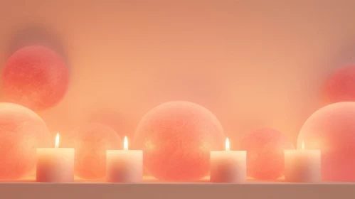 Pink Background with Candles and Spheres