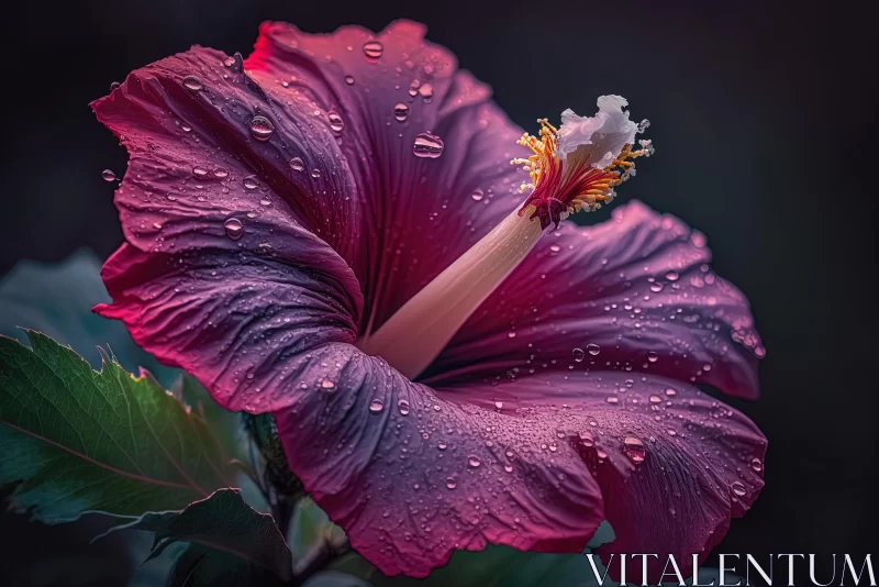 Captivating Flower with Rain Drops on Dark Background | Enigmatic Tropics AI Image