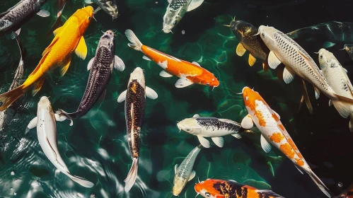 Tranquil Koi Fish Swimming in a Pond