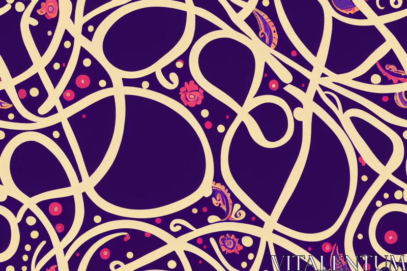 Abstract Purple Paisley Designs on a Romantic Background AI Image