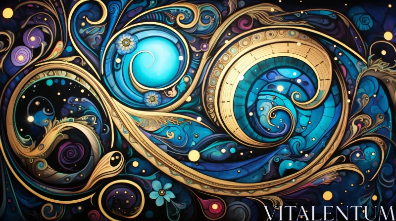 AI ART Intricate Abstract Art: Swirling Lines and Vibrant Colors