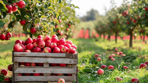 Ripe Red Apples in Orchard Crate